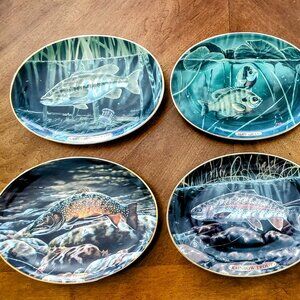 6 Bradford Exchange Freshwater Game Fish of North America Plates, by E. Totten.